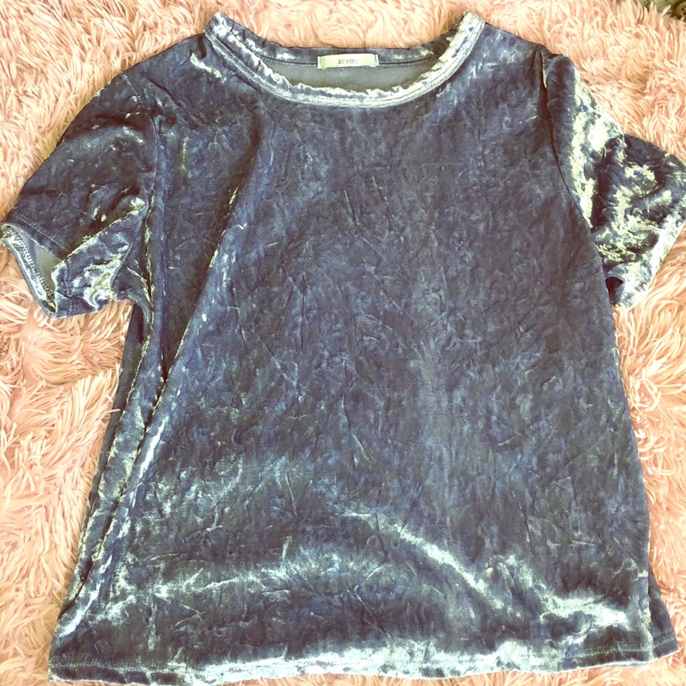 Shiny Velvet Blue Top